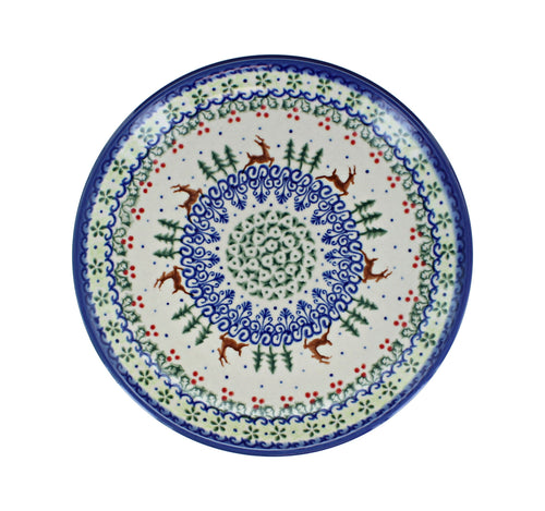 Reindeer Delight Dessert Plate Polish Pottery