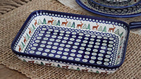 Reindeer Pine Medium Rectangular Baker Polish Pottery