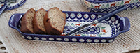 Reindeer Pine Bread Tray with Handles Polish Pottery