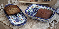 Reindeer Pine Bread Tray with Handles Polish Pottery