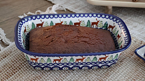 Reindeer Pine Loaf Baker Polish Pottery