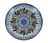 Rooster Row Dinner Plate Polish Pottery