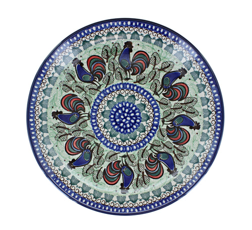 Rooster Row Dinner Plate Polish Pottery
