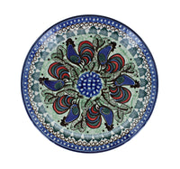 Rooster Row Dessert Plate Polish Pottery