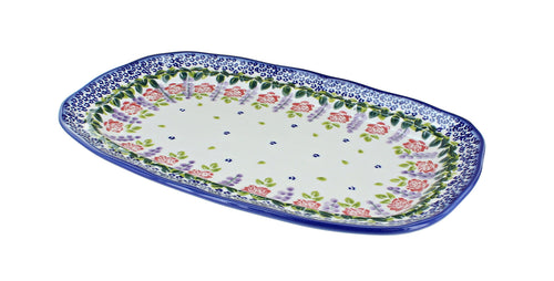 Polish Pottery Roses Are Red Medium Scallop Serving Platter