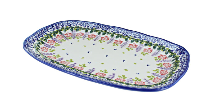 Polish Pottery Roses Are Red Medium Scallop Serving Platter