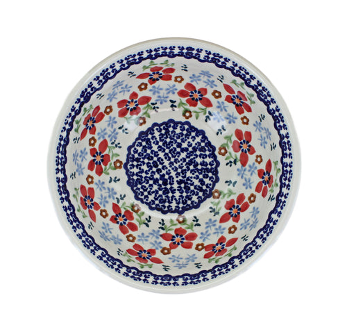Red Poppy Cereal/Soup Bowl Polish Pottery