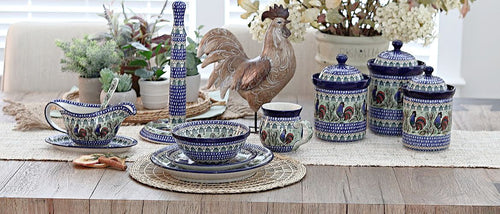 Rooster Row Paper Towel Holder Polish Pottery