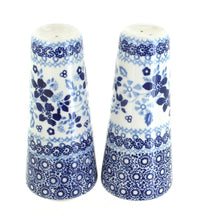 Polish Pottery Vintage Blue Daisy Salt & Pepper Shakers