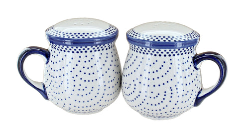 Polish Pottery Small Dots Salt & Pepper Shakers with Handles