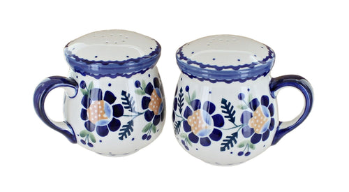 Polish Pottery Sunflower Salt & Pepper Shakers with Handles