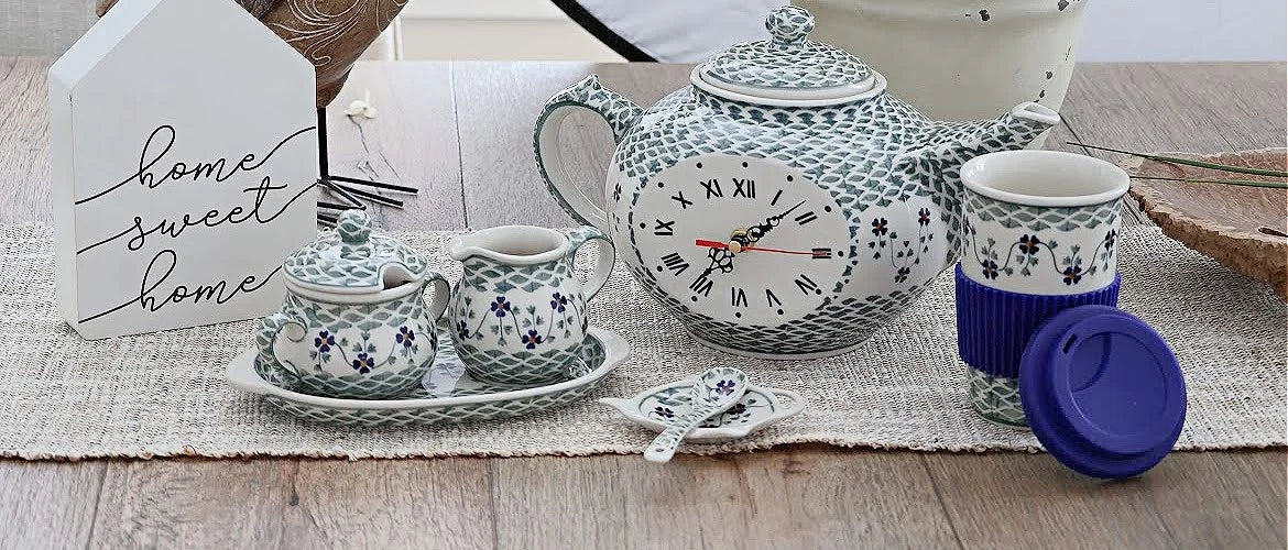 Polish Pottery Sage Floral Table