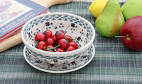 Sage Floral Berry Bowl with Plate Polish Pottery