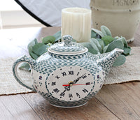 Sage Floral Mantle Teapot Clock Polish Pottery