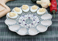 Sage Floral Egg Plate Polish Pottery