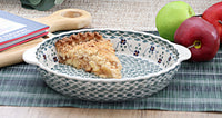 Sage Floral Pie Plate with Handles Polish Pottery