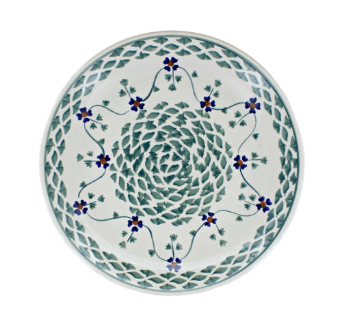 Sage Floral Dessert Plate Polish Pottery