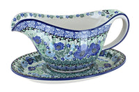Polish Pottery Sapphire Fields Gravy Boat & Plate