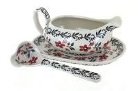 Polish Pottery Scarlett Ivy Gravy Boat & Ladle