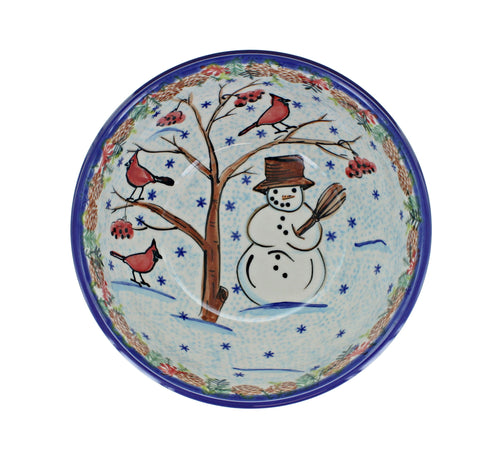Little Snowman Cereal/Soup Bowl Polish Pottery