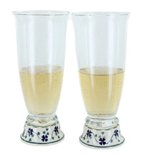 Polish Pottery Sage Floral 2 Piece Beer Glass Set