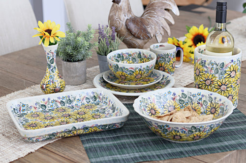 Sunflower Maze Medium Rectangular Baker Polish Pottery