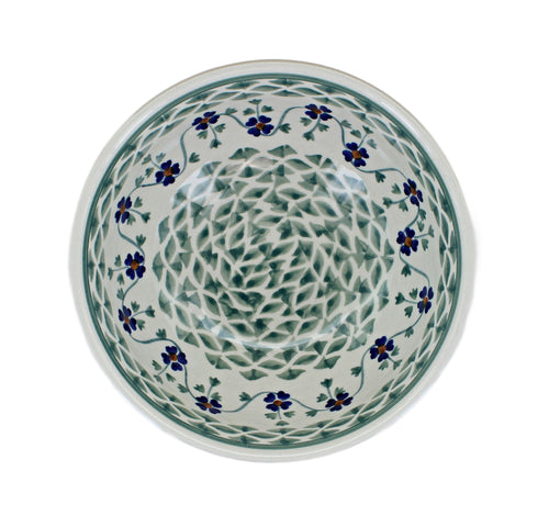 Sage Floral Dessert Bowl Polish Pottery