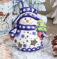 Snowflake Small Snowman Luminary Polish Pottery