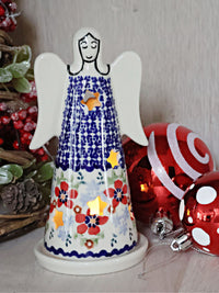 Red Poppy Small Angel Luminary Polish Pottery