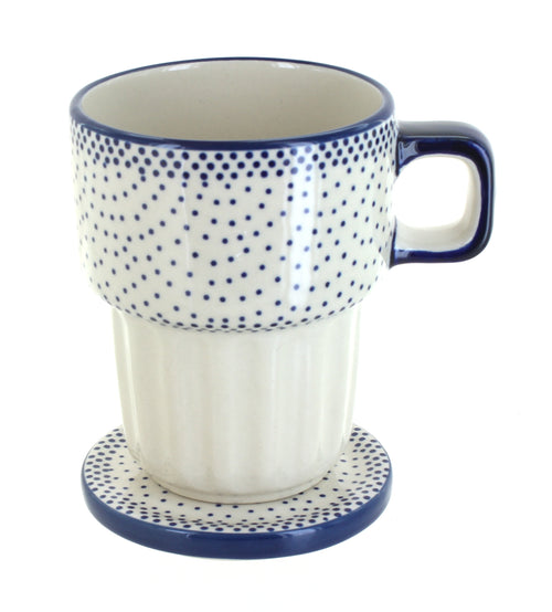 Small Dots Large Mug with Lid Polish Pottery