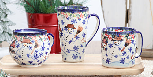 Snowflake Friends Coffee Mug Polish Pottery