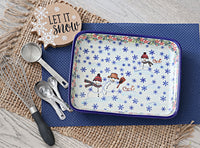 Snowflake Friends Medium Rectangular Baker Polish Pottery