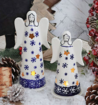 Snow Flurry Angel Luminary Set Polish Pottery