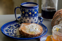 Spring Blossom Breakfast Plate with Mug Polish Pottery