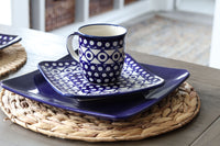 Xandra Square Dessert Plate Set Polish Pottery