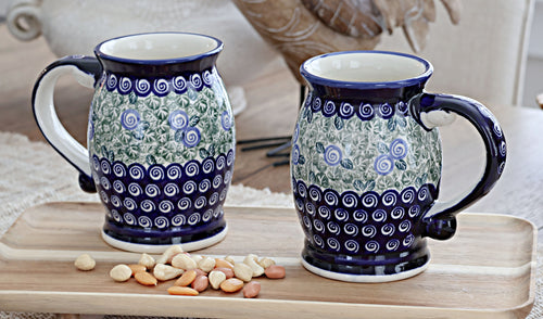 Seaside Swirl Beer Mug Set Polish Pottery
