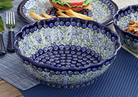 Seaside Swirl Large Scallop Bowl Polish Pottery