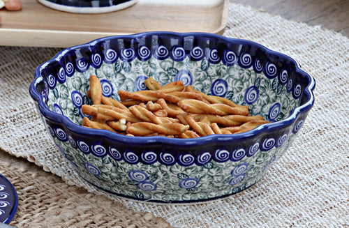 Seaside Swirl Medium Scallop Bowl Polish Pottery
