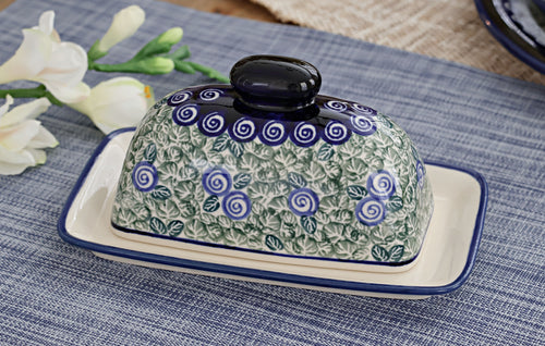 Seaside Swirl Butter Dish Polish Pottery