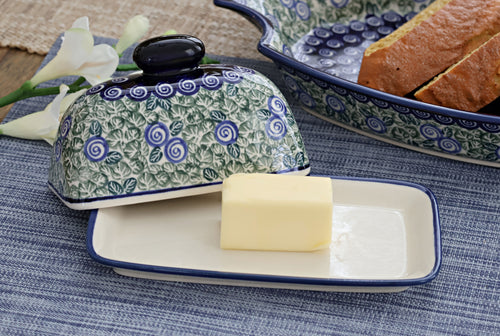 Seaside Swirl Butter Dish Polish Pottery