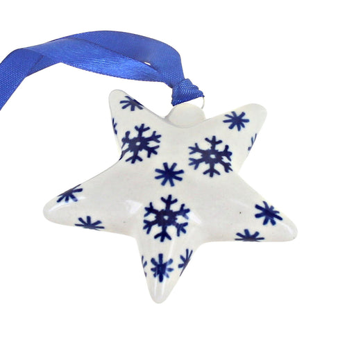Polish Pottery Snow Flurry Star Ornament
