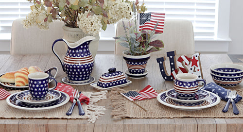 Stars & Stripes Cereal/Soup Bowl Polish Pottery