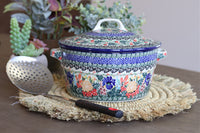 Summer Blooms Covered Round Baker Polish Pottery