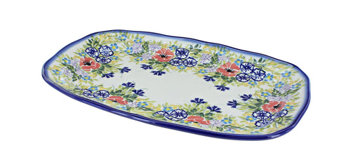 Polish Pottery Summer Garden Medium Scallop Serving Platter