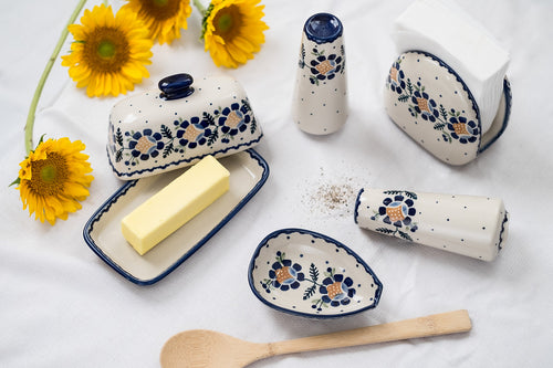 Sunflower Salt & Pepper Shakers Polish Pottery