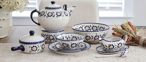 Sunflower Large Teapot & Warmer Polish Pottery