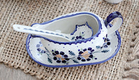 Sunflower Gravy Boat & Ladle Polish Pottery