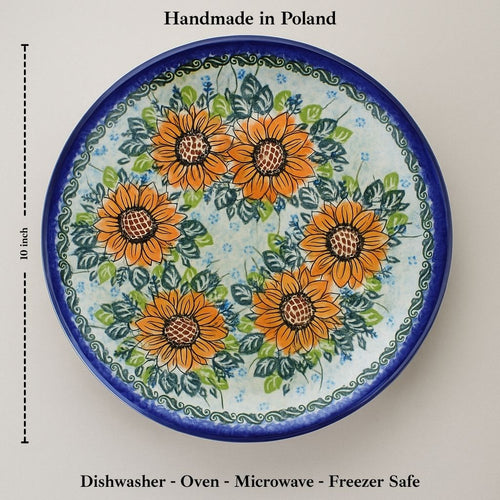 Sunflower Splendor Dinner Plate Polish Pottery