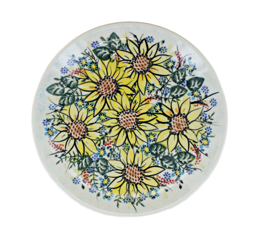 Sunflower Maze Dessert Plate Polish Pottery