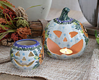 Sunflower Splendor Pumpkin Luminary Polish Pottery